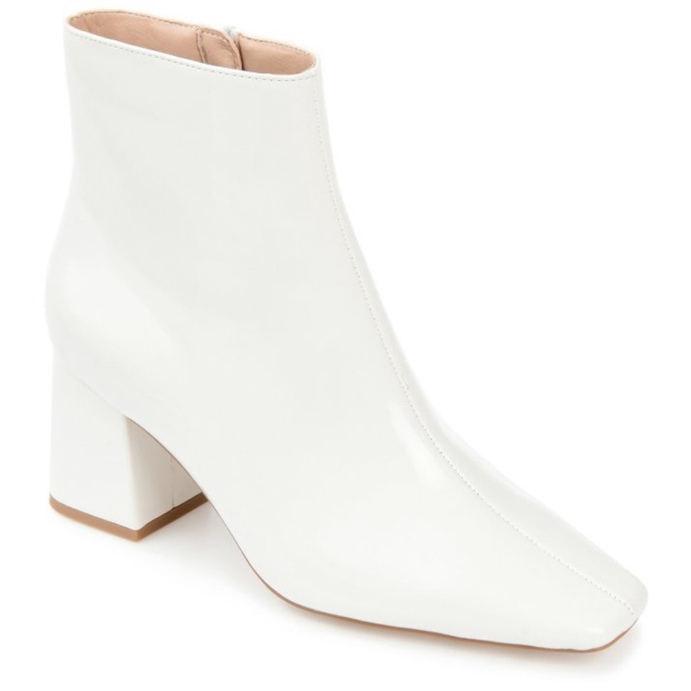 Journee Collection Haylinn Tru Comfort Foam Block Heel Booties, White 8.5
